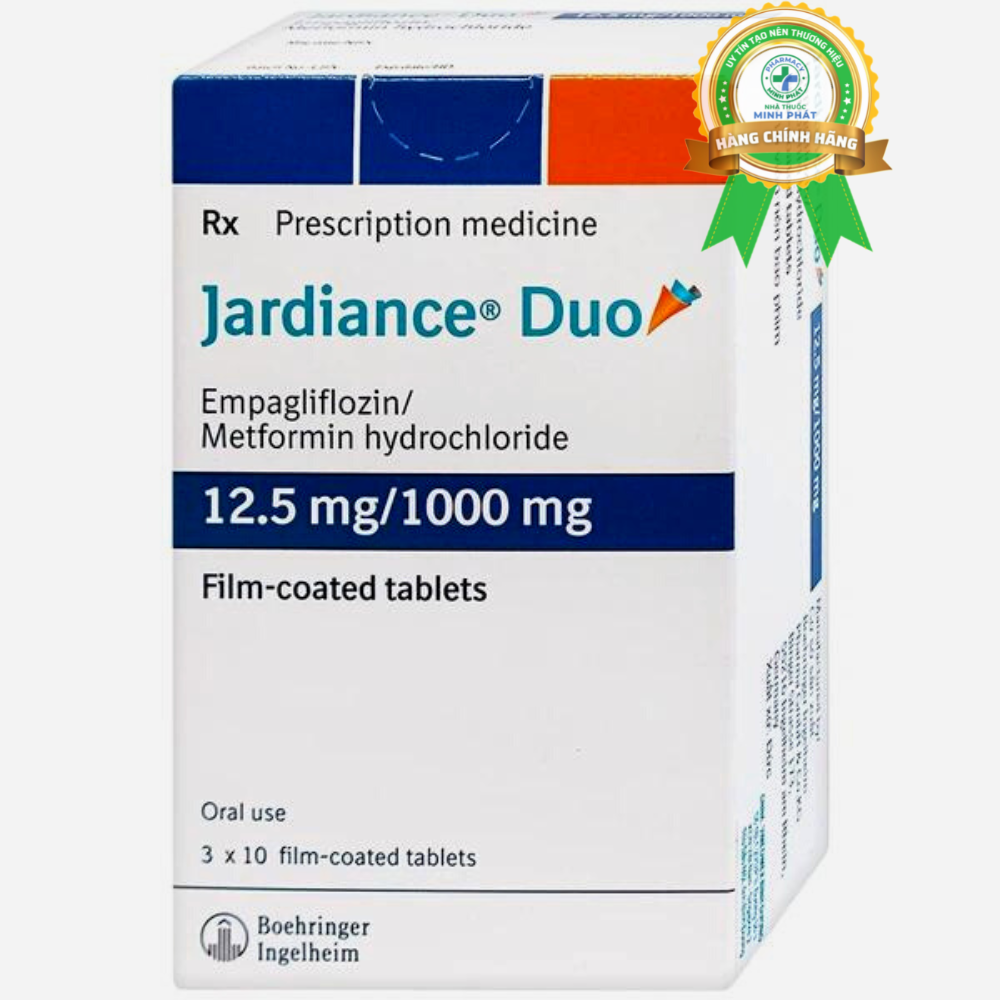 Thuốc Jardiance Duo 12.5mg/1000mg điều trị tiểu đường type 2 (3 vỉ x 10 viên)